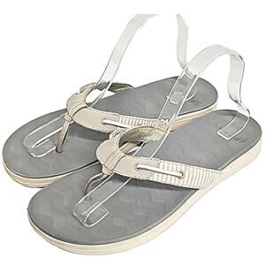 Sperry Women's Parrotfish Flip Flop Leather Fabric Upper Light Gray Size 10